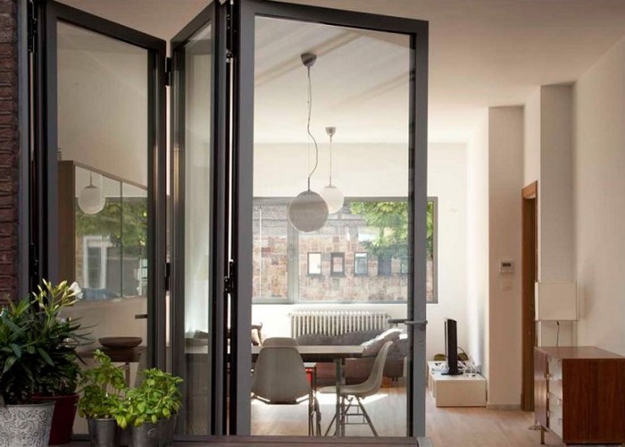 Grey sliding folding doors