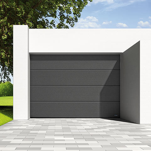 Black sectional garage door