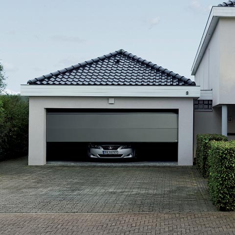 Grey sectional garage door