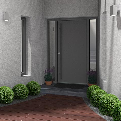 Grey solid aluminium entrance door